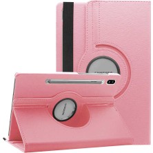 ZORE Galaxy Tab S7 Plus T970 Uyumlu Dönebilen Standlı Kılıf-Pembe