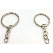 İpek Hobi 25 Adet Gümüş Sert Metal Zincirli Anahtarlık Halkası 3 cm