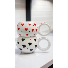 Estilo El Işlemeli Sevgi Kupası - Kalpli Kupa - Evli ve Sevgili Mutluluk Kupası -Tamamen El Işciliği Hediye