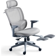 Zone Arts Group Smart Ayak Uzatma Aparatlı Çalışma Koltuğu (Beyaz) / Sırt Yatırma - 3D Kolçak - Sabit Bel Desteği - Katlanır Ayak Uzama Aparatı