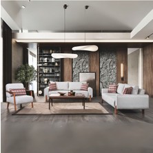 Velura Home & Living Astana Bohem Koltuk Takımı 3 3 1 1 & Mekanizmalı Genişleyebilir Yataklı Koltuk - Gri Bukle Kumaş