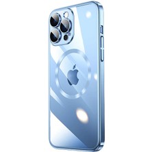 ZORE Apple iPhone 14 Pro Uyumlu Wireless Şarj Özellikli Sert Pc Riksos Magsafe Kapak-Mavi