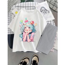Punıx  Kıds  Özel Üretim  Anime  Baskılı  Yeni  Stil  Kız  Çocuk  T-Shırt  Şort  Takım