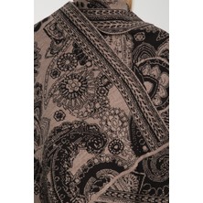 Wega Moda Etnik Desenli Omuz Şalı, Çift Yönlü Kulanıma Uygun Şık Rahat Omuz Şalı, Triko Omuz Şalı, Omuz Şalı.