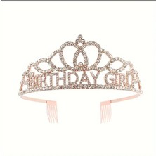 Didosh Party House Taşlı Doğum Günü Tacı ve Happy Birthday Yazılı Saten Kuşak