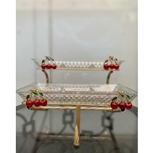 Tasarım Kirazli Iki Katli Üç Bölmeli Cam Sunum