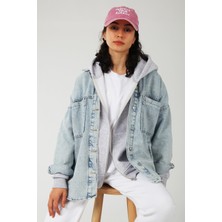 Coredra Basic Kadın Oversize Fit Kapüşonlu ve Fermuarlı Üst