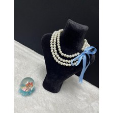 Amor Face Özel Tasarım Şık Kurdele Detaylı 3 Sıralı Luxury Kadın Kraliyet Inci Gerdanlık