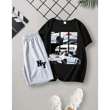 Punıx  Kıds  Özel  Üretim  Araba  Baskılı  Yeni Stil  Erkek  Çocuk  T-Shırt  Şort  Takım