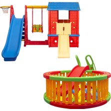Mupark Oyun Evi Büyük Set ve Top Havuzu Tam Set - Anaokulu - Kreş - Kaydırak - Salıncak - Top Havuzu Set