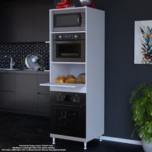 Modilayn ELİT SİLVA 59,6 x 192,2 x 56 cm Ankastre Fırın 1 Kapaklı Ekmeklikli Dolap Çok Amaçlı dolap