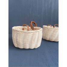 Nidage Rattan Bambu Hasır Çocuk Scooter / Bisiklet Sepeti