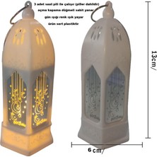 13 x 5  cm  Beyaz Renk Mika Malzeme Ramazan Kandili Gün Işığı LED Fener 1 Adet