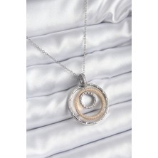 Skygo 316L Çelik Zincir Gümüş Renk Karışık Renk Halka Zirkon Taş Detay Kadın Kolye - TJ-BKO8221