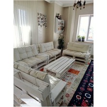 Rual Dış Mekan Palet Minderi Seti Takımı Krem 120 x 80 120 x 40 Rmskrem