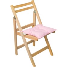 Rual Bahçe Balkon Mutfak Dolgulu Ahşap Sandalye Minderi Kendi Kumaşından Ipli Premium 40 x 40  cm  Toz Pembe