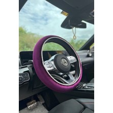 Tasarım Arabam Atike Elif Akın Mor Kadife Incili Direksiyon Kılıfı