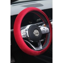 Tasarım Arabam Atike Elif Akın Düz Kadife Kırmızı Direksiyon Kılıfı