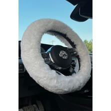 Beyaz Kürk Direksiyon Kılıfı