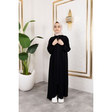 Bağcıklı Pileli Çocuk Ferace & Siyah