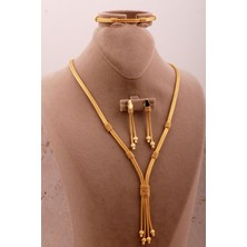 Sümer Telkari Hasır Dorika Altın Kaplama Elişi 925 Ayar Gümüş Set 2747