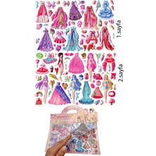 Sticker Kabartmalı Çantalı Iki Sayfalı Sticker Seti (SW-028) - 24X15 cm - Prenses Giydirme