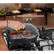 Döküm Valeriya Kare Basık Tencere 28 cm Siyah