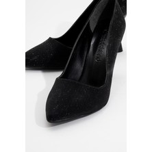 Ccway Sivri Burunlu Stiletto Ayakkabı Siyah Sim