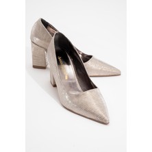 Ccway Kadın Topuklu Ayakkabı Altın Dalgalı