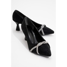 Ccway Çapraz Taşlı Kadın Stiletto Ayakkabı Siyah Sim