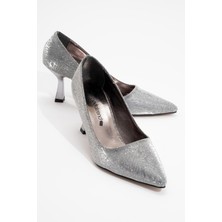 Ccway Kadın Topuklu Ayakkabı Platin Üçgen