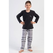 Erkek Çocuk Polar Uzun Kol Füme Pijama Takım C7T5N0O304