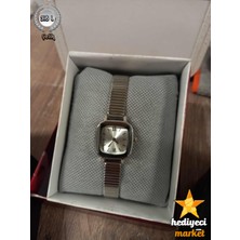 Hediyeci Market 316 L Gümüş Rengi Küçük Kadranlı Paslanmaz Çelik Kadın Kol Saati - HMKS-0016