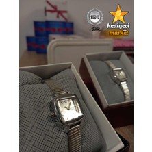 Hediyeci Market 316 L Gümüş Rengi Küçük Kadranlı Paslanmaz Çelik Kadın Kol Saati - HMKS-0016