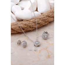 Sümer Telkari Elmas Montürlü Mini Rodyumlu Gümüş Set 2543