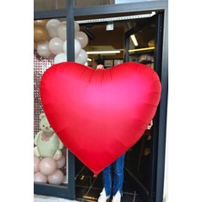 Pekshop Dev Kırmızı Kalp Balon 150 cm 60 Inç Mat Kırmızı Kalp Folyo Balon
