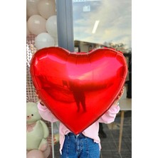 Pekshop Büyük Kırmızı Kalp Balon 80 cm 32 Inç Parlak Kırmızı Kalp Folyo Balon