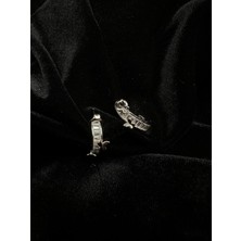 Luna Gümüş Kelebekli Yarım Halka Ithal Kadın Gümüş  Küpe