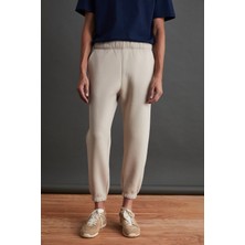 Grimelange Insıde Erkek Regular Fit Yumuşacık Kumaşlı Beli Paçası Lastıkli Bej Eşofman Altı