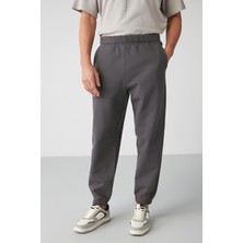 Grimelange Inside Erkek Regular Fit Yumuşacık Kumaşlı Beli Paçası Lastıkli Antrasit Eşofman Altı