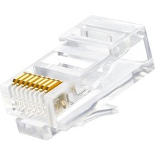 Technozi 100 Adet Yeni Nesil (Delikli, Açık Uçlu) Cat6 Ez RJ45 Konnektör Utp Jack