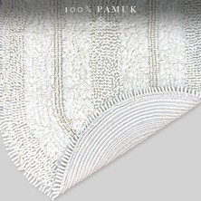 Spagetti Oval Krem 2'li %100 Pamuk Banyo Halısı Paspası Seti