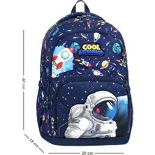 Erkek Çocuk Lüxs Ortopedik Su Geçirmez Astronot İlkokul Sırt Çantası Termal Beslenme +Kalemlik İlk Okul Çanta Seti