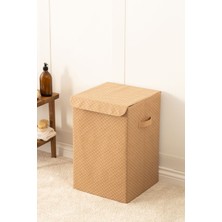 Rek Home Balıksırtı Desenli Kapaklı Katlanır Kirli Çamaşır Çocuk Odası Oyuncak Düzenleyici Saklama Kutusu Sepet 36X36X56