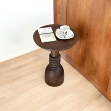 Wood Woodenahşap Tekli Mantar Yan Sehpa Modern Ceviz Renk 50 cm