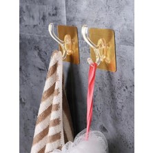 Çerçici 6lı Gold Kanca Askı Güçlü Yapışkanlı Mutfak Banyo Askısı