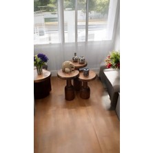 Simillo Home & Living 3lü Zigon Sehpa Yuvarlak Gürgen Ayak Ahşap Zigon Sehpa Oval Ayak