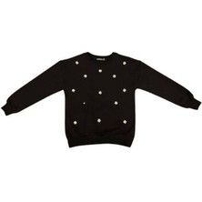 Woorage Kız Çocuk Pamuklu Inci Işlemeli Ince Sweatshirt