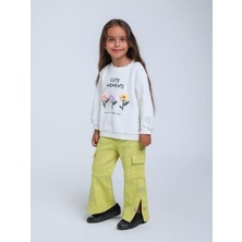 Escabel Kız Çocuk Örgü Çiçek Desenli Sweatshirt