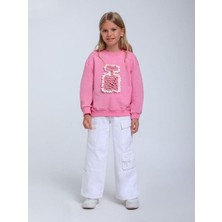 Escabel Kız Çocuk Parfüm Şişesi Örgü Detaylı Sweatshirt